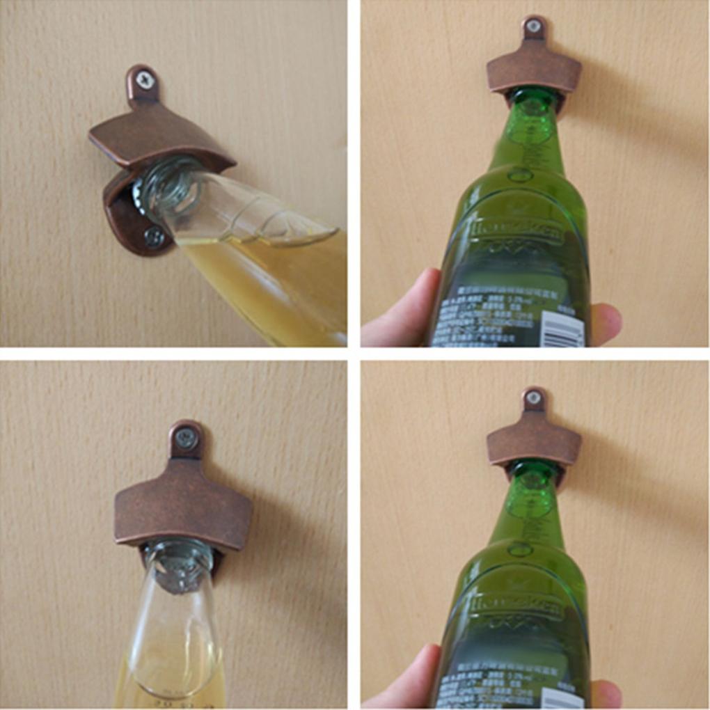 Wall Mounted Bar Beer Glass Bottle Cap Opener Manual Wine Open Tool Jar Can Kitchen Opener