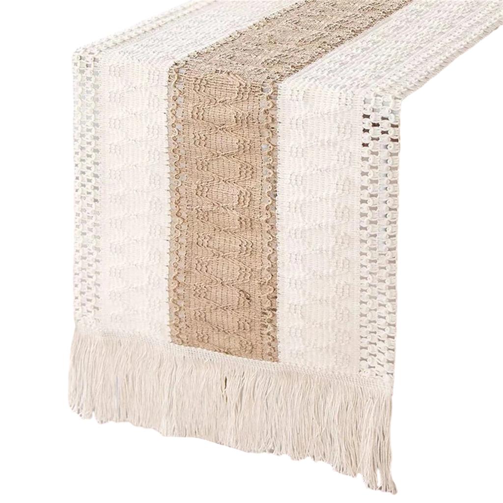 Runner de masă Runneri de masă Bumbac In Cusături cu ciucuri Decor masă Pânză Față de masă elegantă pentru Nuntă