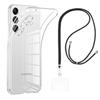 Case and Neck Strap for Samsung Galaxy A35 5G - Transparent Soft TPU Adjustable Black Cord Phonillico®