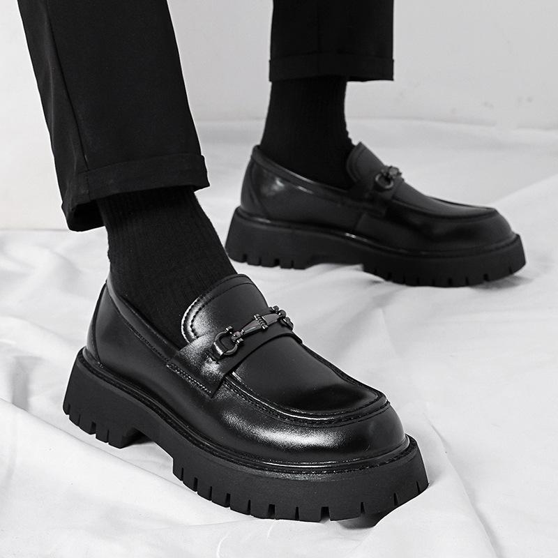 Men's shoes platform heightening British style big head business loafers spring and autumn new trend men's casual leather shoes men