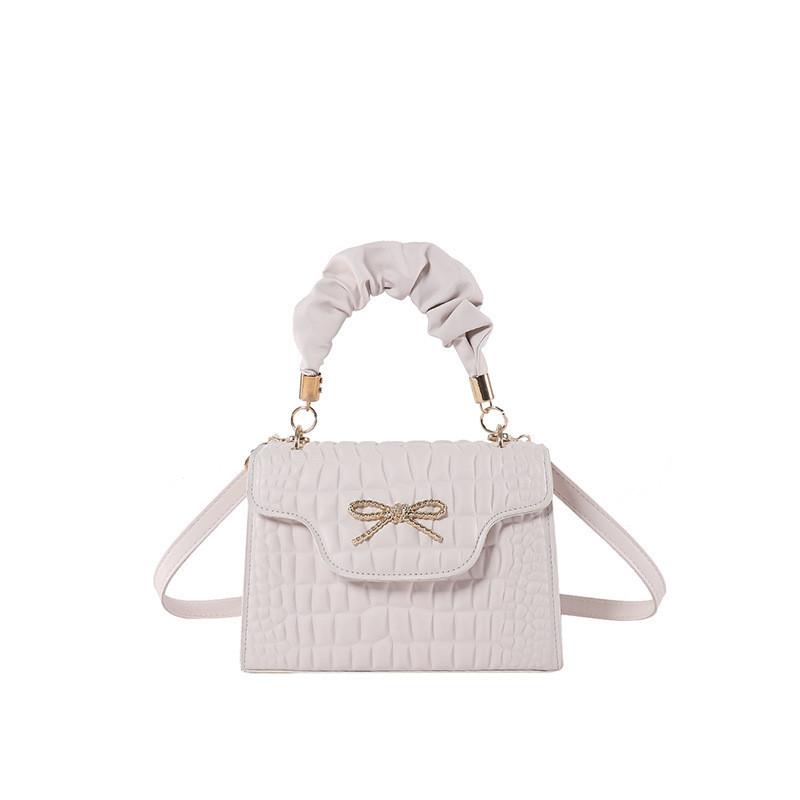 Wholesale Crocodile Pattern Handbag For Women Street Fashion Trend Butterfly Knot Shoulder Crossbody Bag белый