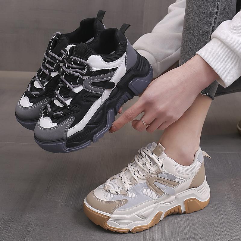 

Новая модная женская обувь с перекрестными ремешками на толстой подошве, износостойкие повседневные удобные кроссовки с неглубоким носком, Zapatos Mujer