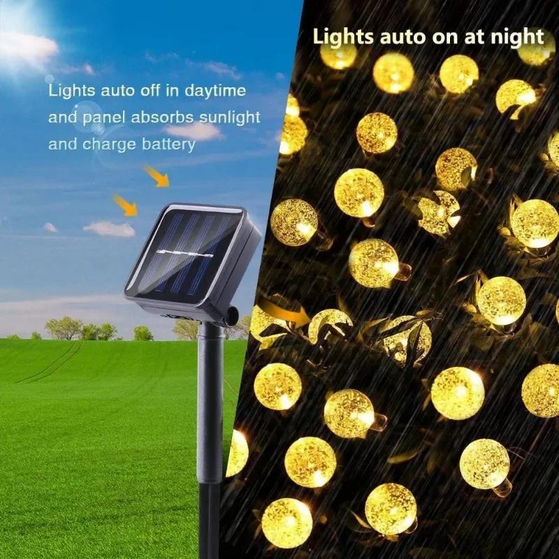 Neue Solar Kristallkugel LED Lichterkette LED Solar Außenlicht IP65 Lichterkette Hochzeitsgirlande für Gartenparty-Dekor