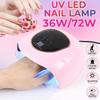 36W/72W 30s/60s/90s Auto Sensor UV LED Nail Lights For LED UV Gel Polish Curing Ice Lamp Professional Nail Dryer