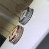 Bo Family 925 Sterling Silver Rotating Diamond-Inlaid Signature Ring Set - Double Row Full Diamond Couple Rings for Luck.