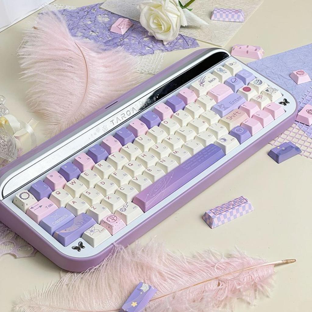 Starry Sky Purple PBT Custom Keycap Set 133 Keys Atmosphere Shine Through for 61 75 87 104 108 MX Mechanical Keyboard Gift