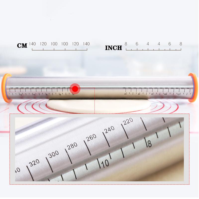 Adjustable Rolling Pin Removable Ring Dough Mat Dough Roller Stainless SteelSilicone Kneading Mat Non-Stick Silicone
