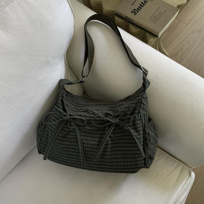 Korean Large Capacity Crossbody Bags for Women Versatile Ladies Multi-pocket Shoulder Bag Solid Color Bow Female Handbag Tote