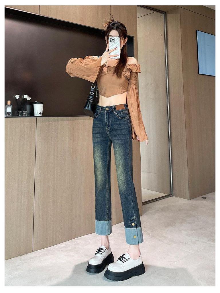Women's High-Waist Straight Leg Jeans - Spring/Autumn 2026: Visually Taller, Slimming, Petite Cropped Cigarette Style