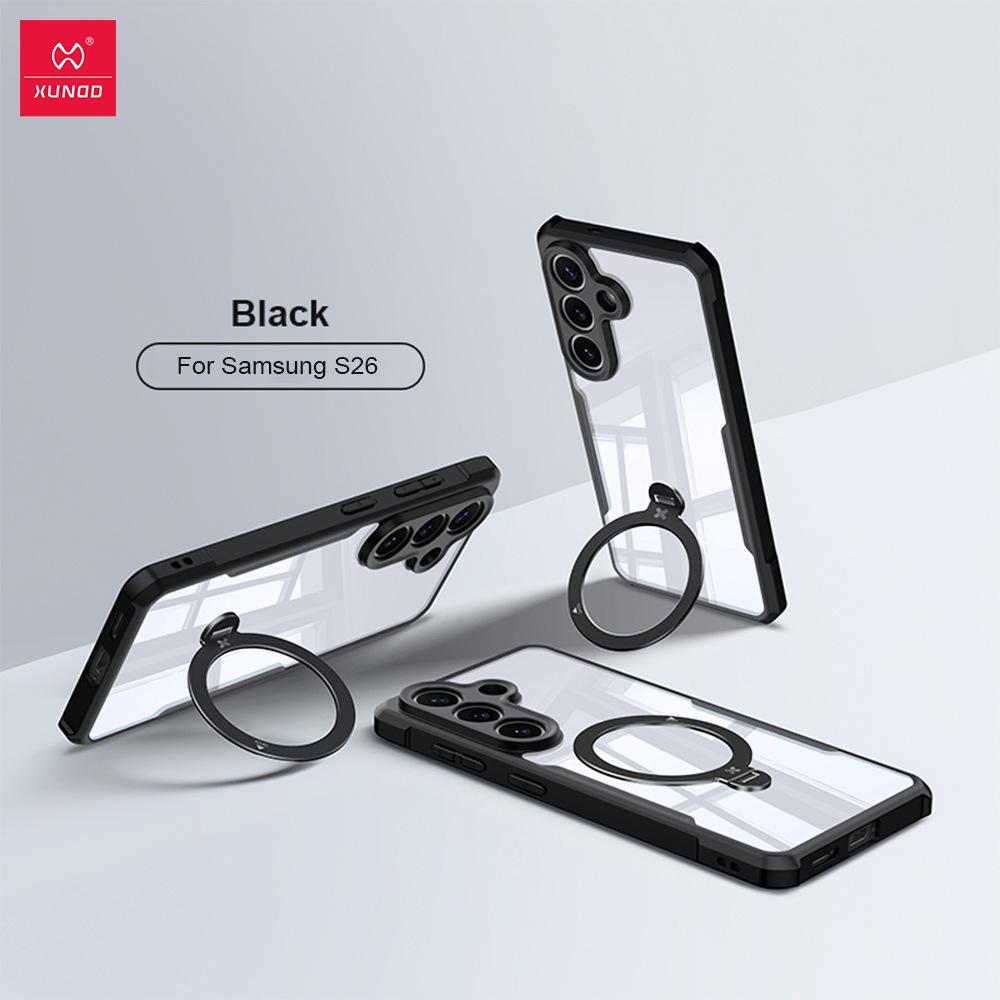 

XUNDD Casing For Samsung Galaxy S26 Ultra S26 Plus S26+ Shockproof Protective Case Luxury Back Cover With Rotatable Magnetic Holder Stand For Samsung Galaxy S26 чорний