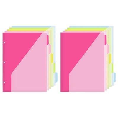 5 Pcs 3 Holes File Folders Document Bag Document Organizers Plastic Dividers Index Page Folders School Office Supplies