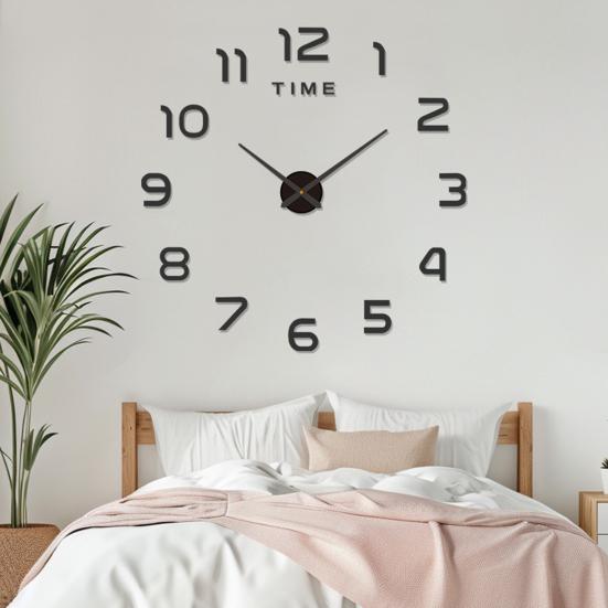 Nordic Style Wall Clock with Lasers Engraving 3D Digital Display Silent Sweep Movement Easy Installation Number Clock Room Decor