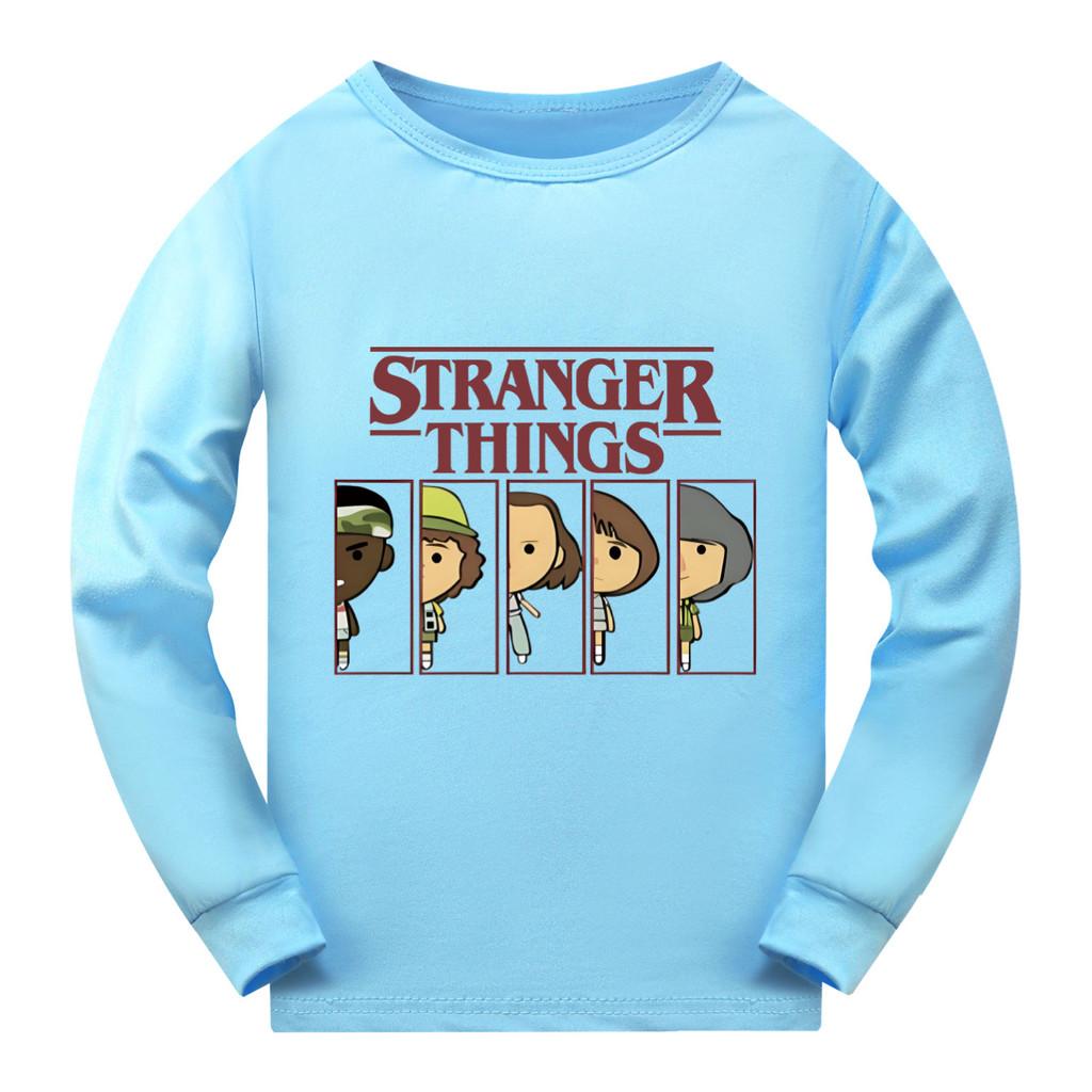 5248 Kids Boys Girls Stranger Print Long Sleeves T-Shirt