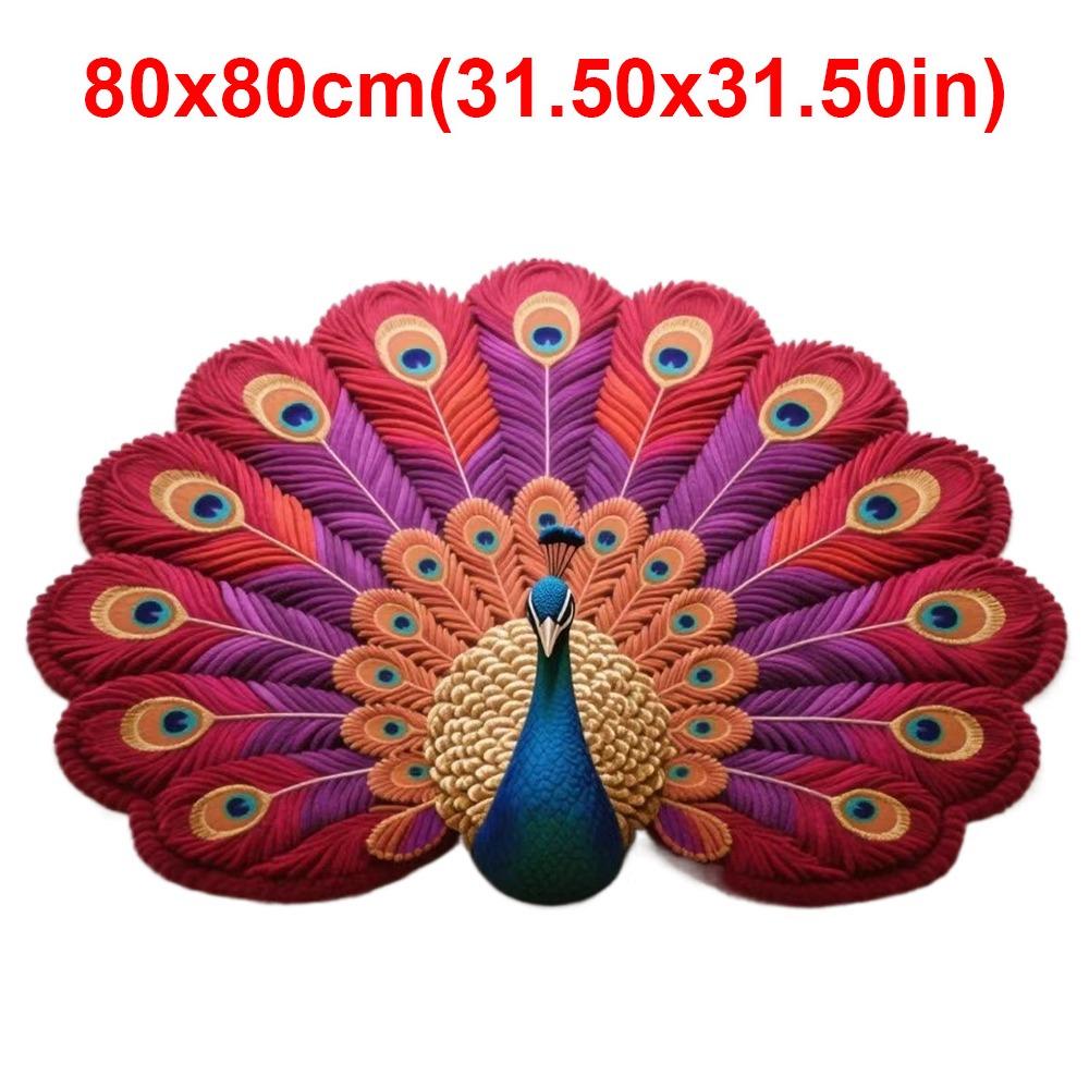 Soft Peacock Carpet Non-slip Bathroom Floor Mat Portable Blanket  for Living Room Tea Table Bedside