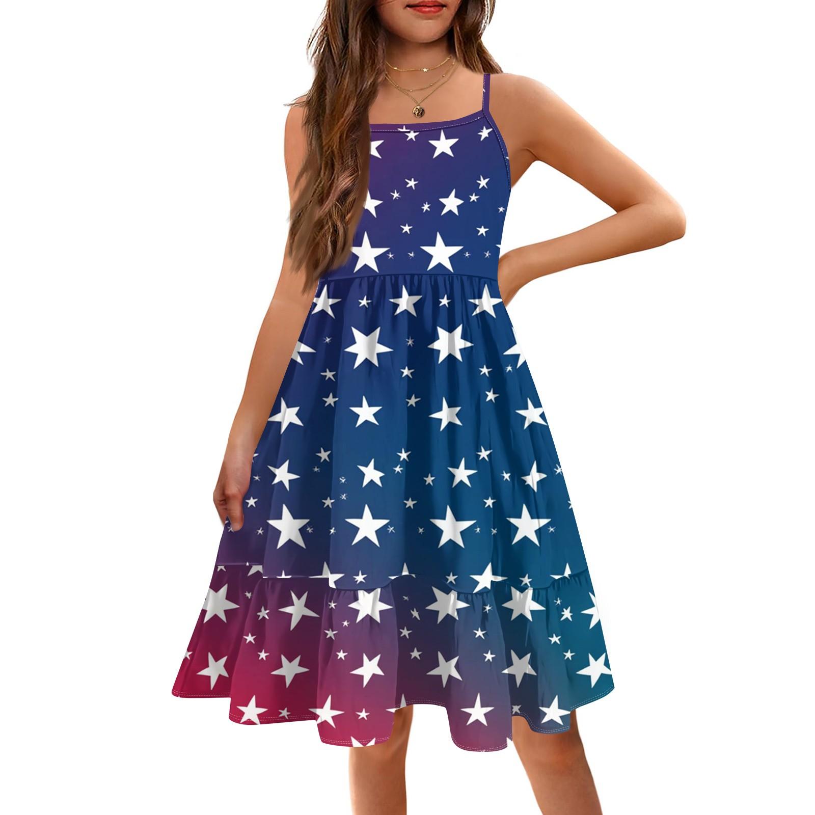 

Summer Children s Girls Sleeveless Cute Princess Casual Independence Day Dress 120