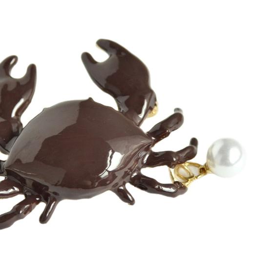 Brosche Pin Böhmischer Stil Kunstperlen-Dekor Krabbenform Zinklegierung Pin mit Handbemaltem Finish Mäntel Anzüge Pullover Kleider Abzeichen