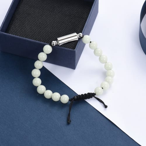 Constantlife Ashes Bracelet, Memorial Urn Jewelry, Handmade Beaded Adjustable Braided Black Rope Bangle, Keepsake Gift for Humans and Pets, Women's, S