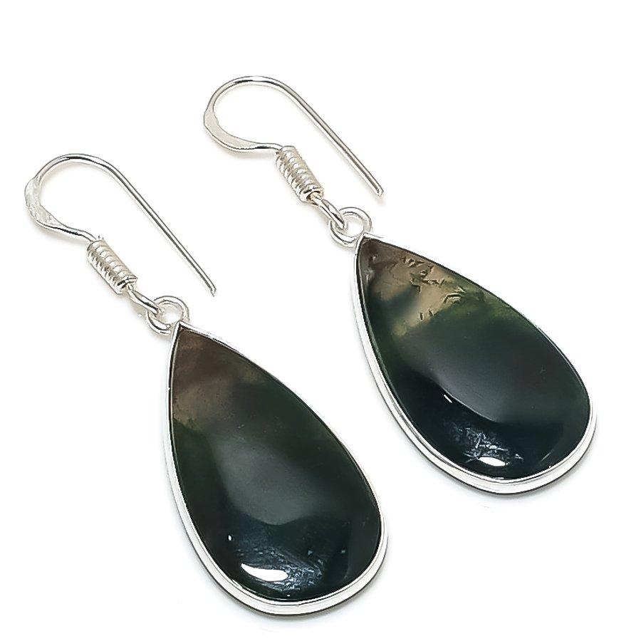 

Natural Indian Moss Agate 925 Sterling Silver Jewelry Earring 1.81 F6h25