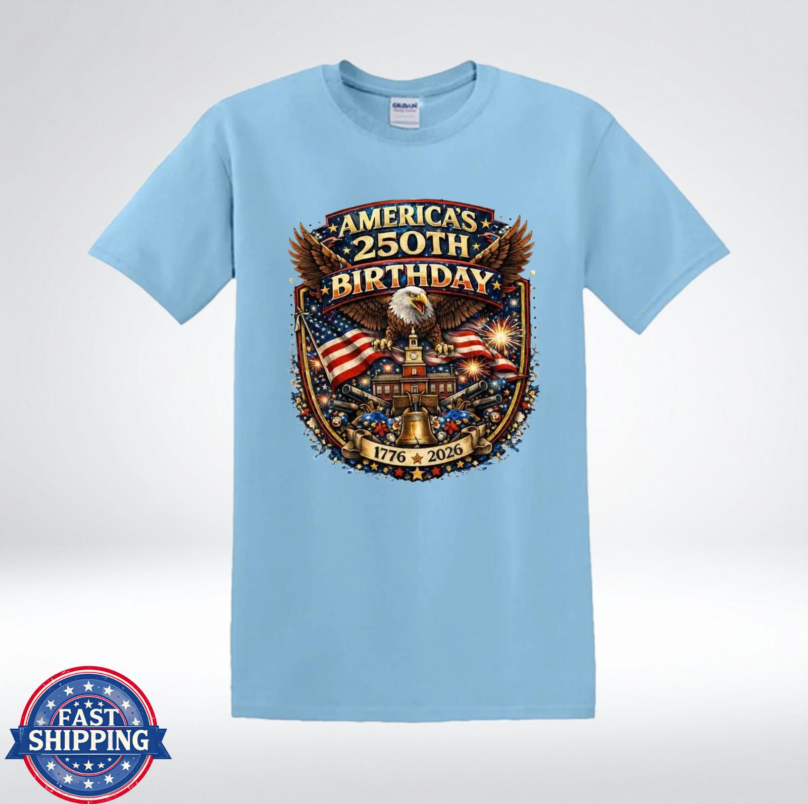 America’s 250th Birthday 1776 2026 Patriotic Eagle Liberty Bell T-Shirt XXL