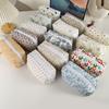 Fashion Quilted Cotton Makeup Bag Flower Printed Large Capacity Travel Toiletry Bag Storage Bag for Women