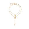 Rhinestone Metal Stacked Necklace Y2K Zinc Zinc Alloy Neck Pendant Beads Stacked Collarbone Chain  Women