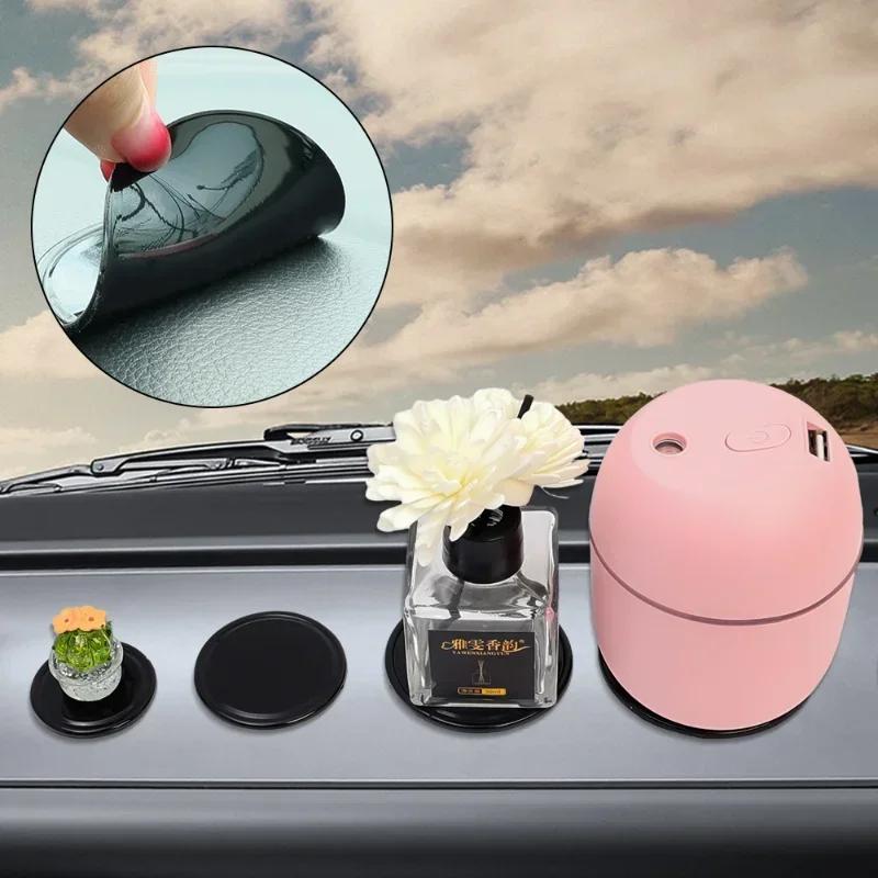 Car Anti Slip Pad 7/6/5/4cm Circular Magic PU Pad Universal Center Console Dashboard Phone Ornament Strongly Stick Anti-slip Mat