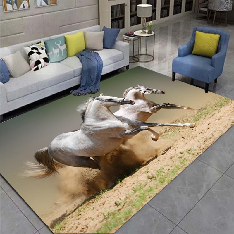3D Horse Printed Large Carpet,doormat,living Room,bedroom,bathroom Decoration Animal - Running Horse Pattern Anti Slip Floor Mat