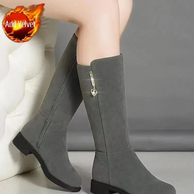 Bottes hautes pour femmes Bottes longues pour femmes Plates Hiver Nouveautés Tendance Travail Confortables et élégantes en Offre Chic