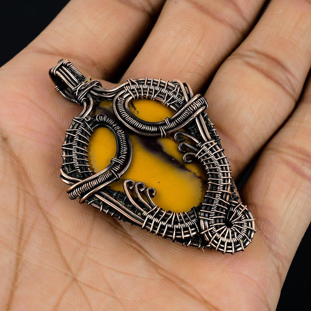 Mookait 999 Kupferdraht umwickelter Anhänger Handgefertigter Edelsteinschmuck, Geschenke für Ehefrau Brandneuer Anhänger