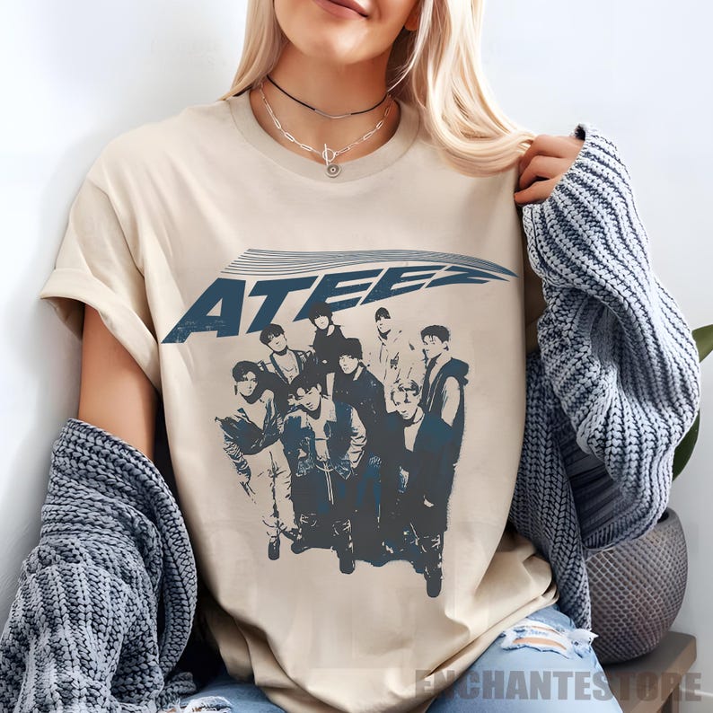 Retro Ateez 2026 World Tour In Fantasy Tshirt, ATEEZ Golden Hour Part 2 Shirt, Ateez Ice On My Teeth, Hip Hop Streetwear Oversized Tshirt