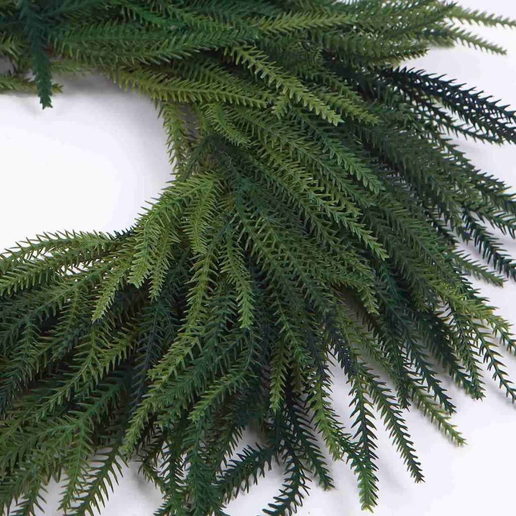 Artificial Pine Needle Wreath Faux Xmas Green Pine Hanging Wreath for Front Door Home Decor