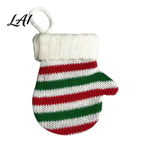 Winter Home Ornament Mini Knitted Christmas Mitten Ornaments Xmas Glove Hanging Decor Festive Tableware Flatware Decorative Keychain Accessory