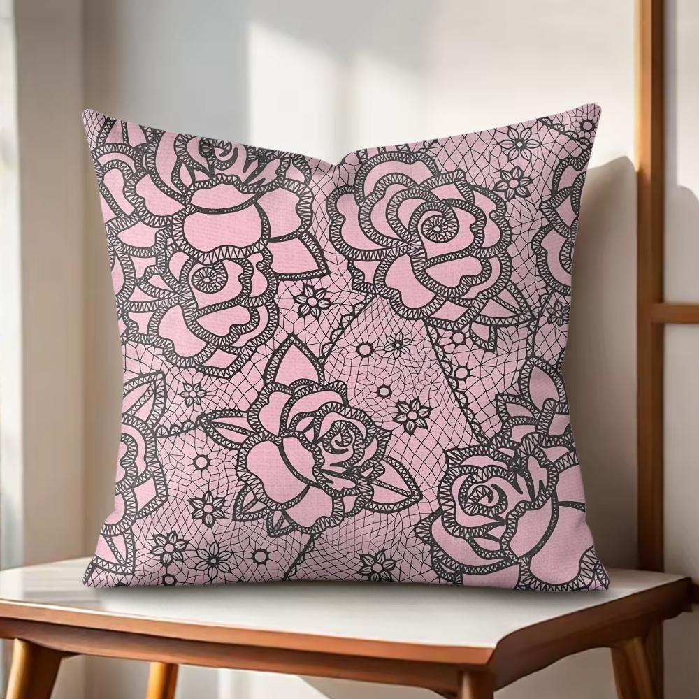 

Lace Flower Cushion Cover Natural Linen Organic Fabric DoubleSided Printing Couch Pillow Covers Home Decor 30x30cm