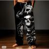 Men's 3D Skull Head Printed Baggy Casual Trousers,  Elastic Drawstring Waist with Pockets, for Spring Summer Home Outdoor Vacation