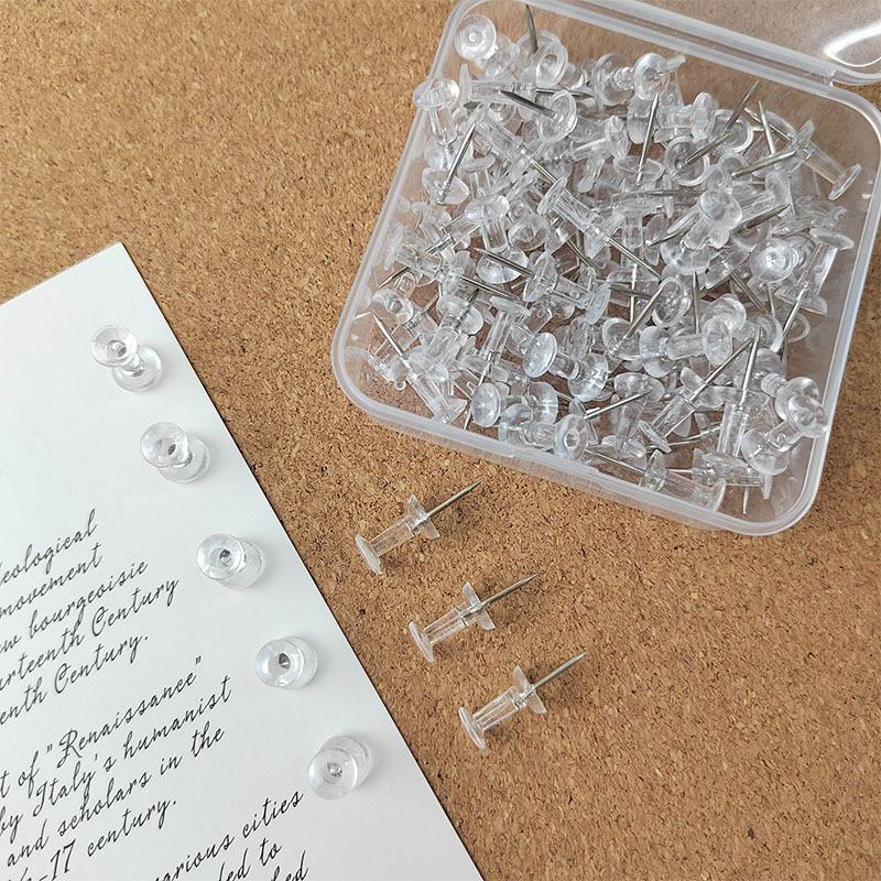 

Clear Thumbtack Pushpin for Felt and Cork Boards Clear T-pin/50 pieces per box