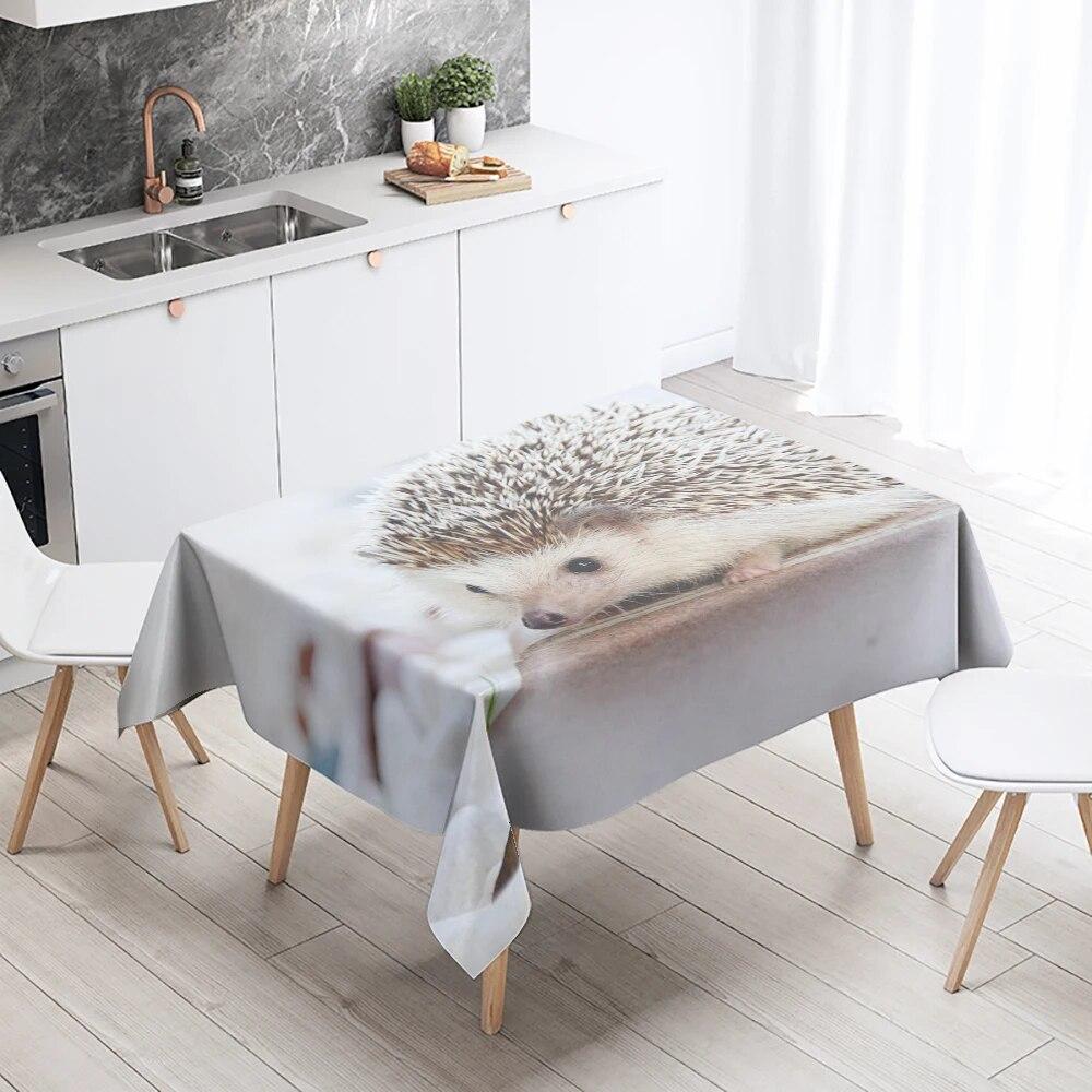 Hedgehog Tablecloth Cute Animal  Anti-Stain Waterproof Rectangular  Kitchen Table Home Decor