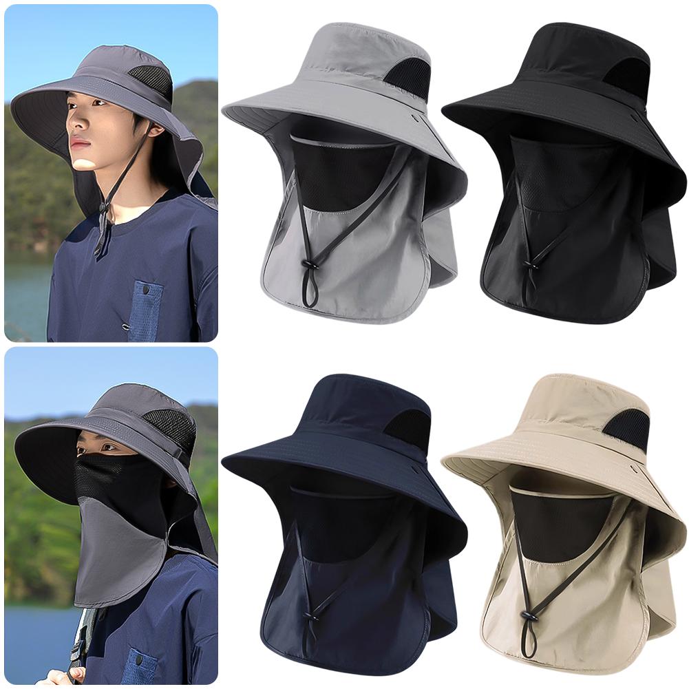 Cappelli Estivi da Sole Protezione UV Cappellino da Caccia Pesca per Esterno Uomo Donna Escursionismo Campeggio Visiera Cappello a Secchiello Patta per il Collo Cappello da Pescatore