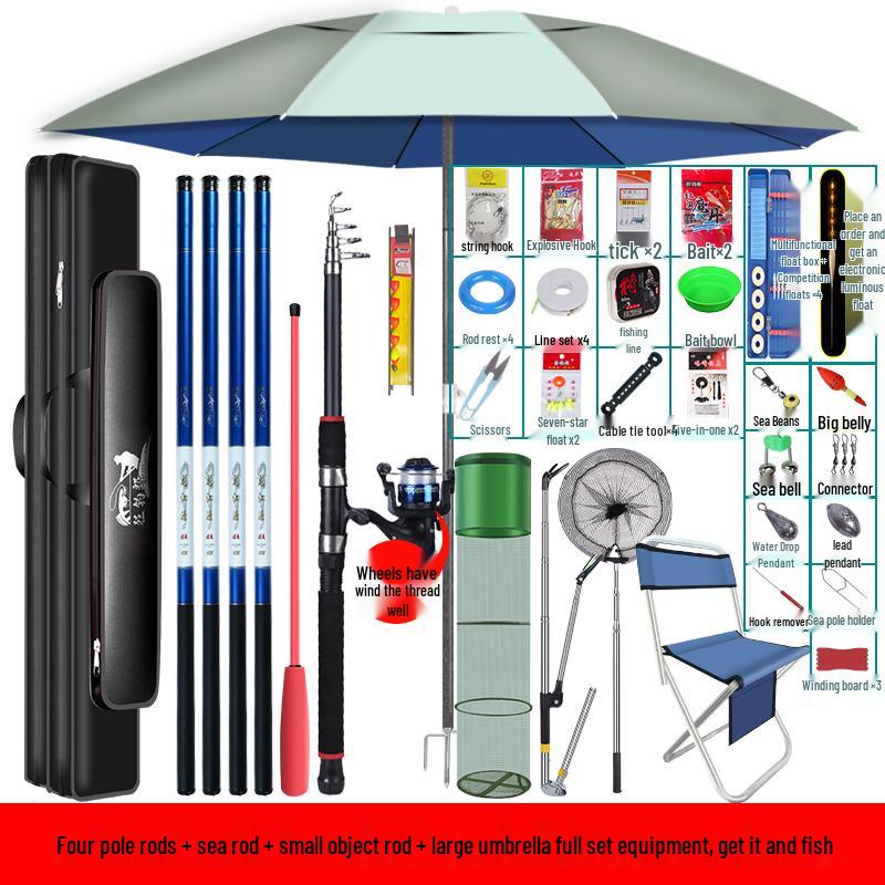 Complete Beginner Fishing Rod & Tackle Set with Ten Sea Fishing Accessories