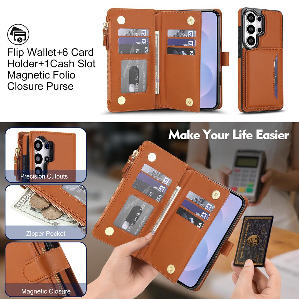 Detachable Crossbody Card Wallet Case for Samsung Galaxy S26 Ultra S25 Edge S24 Fe S23 Plus S22 A36 A56 A17 A26 Leather Cover