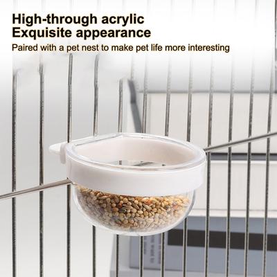 Cuenco para Alimentar Aves Desmontable Transparente de Plástico Cuenco Taza para Comida Para Jaula Colgante Conveniente Comedero de Agua para Loros Suministros para Mascotas