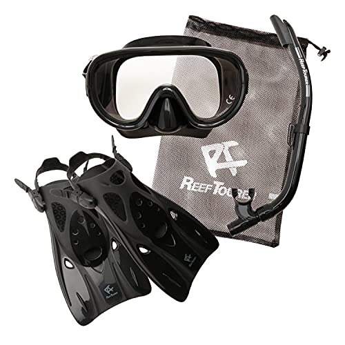 

[Эксклюзивно для Amazon.co.jp] 3-компонентный набор для снорклинга REEF TOURER с сетчатой сумкой для детей от 10 лет, включает панорамную маску с широким обзором, трубку с Wave G