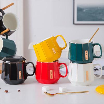 Nordic Stil Painted Gold Becher Kaffee Tasse Einfarbig Keramik Wasser Tasse Kaffee Tasse Milch Tasse Frühstück Tasse