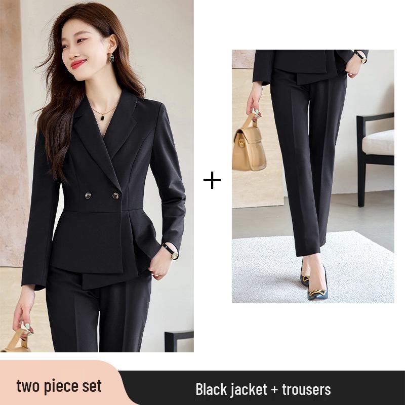 Women's Spring/Autumn Professional Suit Set - Formal Wear for Jewelry Stores, Beauty Salons, Hotel Reception, Cotton-Padded Workwear.