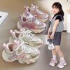 Girls mesh running sneakers autumn 2025 new children's soft-soled dad shoes girls fashion casual shoes
