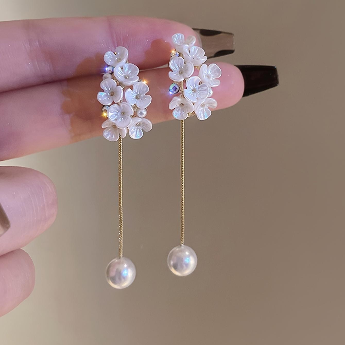 Женские Серьги-Цветы с Цепочками-Кисточками - Элегантные Висячие Серьги в Французском Стиле, Подходящие для Повседневной Носки и Вечеринок, Текстурированные Универсальные Аксессуары