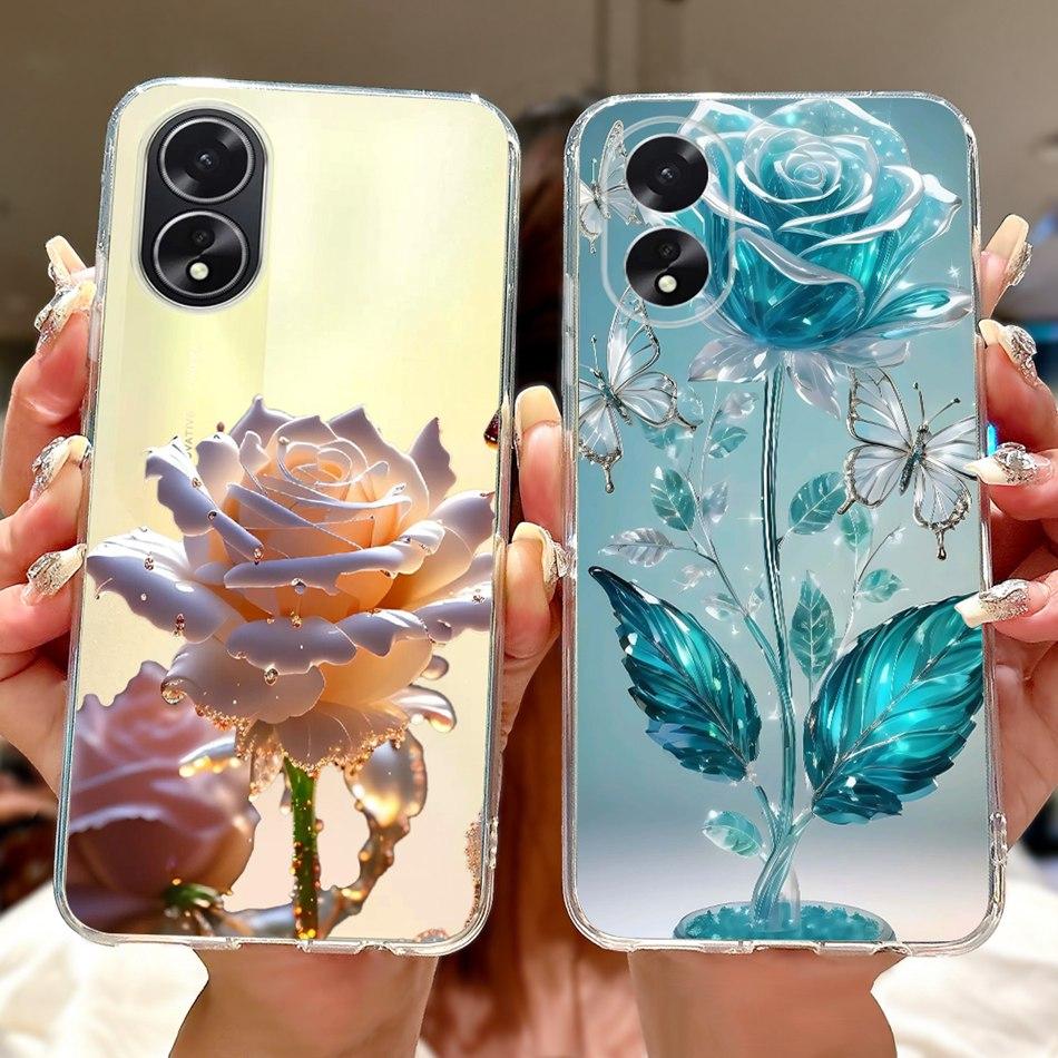 For OPPO A18 A38 CPH2579 CPH2591 Elegant Floral Butterfly Phone Case For Oppo A18 A38 4G Soft Silicone TPU Cases