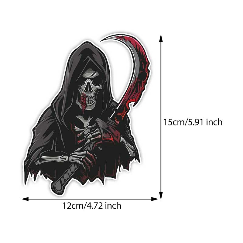 Car Sticker Grim Reaper Vinyl Decal Waterproof Rear Window Motorcycle Camper Bumper Truck Laptop Decoration TM378 A-15cm Longest Side