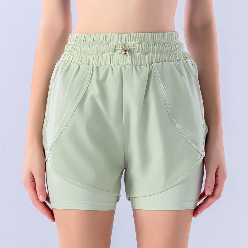 

Women s Quick-Dry Breathable Running & Yoga Shorts, Fake Two-Piece for Summer Medium зелений