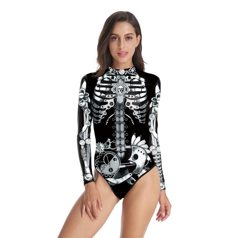 Halloween New Crew Neck Zipper Women's Swimsuit Beach Surfing Swimsuit Women