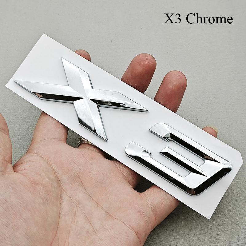 3D ABS Black Chrome Car Letters Rear Trunk Badge X1 X3 Logo Emblem Decals For BMW X1 X3 F48 F25 Sticker Emblem Auto Accessories
